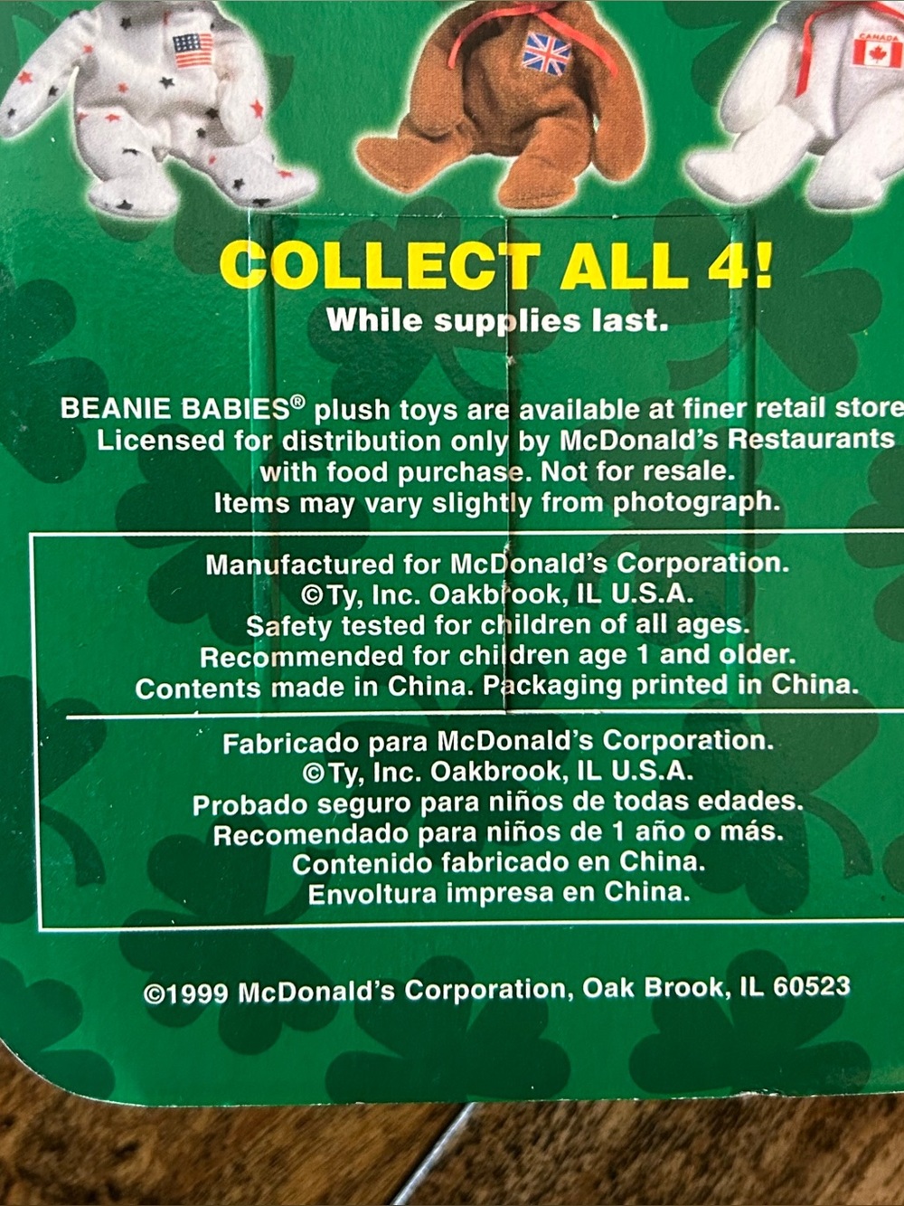 TY McDonalds Beanie Baby Erin Maple Britannia Glory the Bear 1999 SET OF 4 - Picture 12 of 16